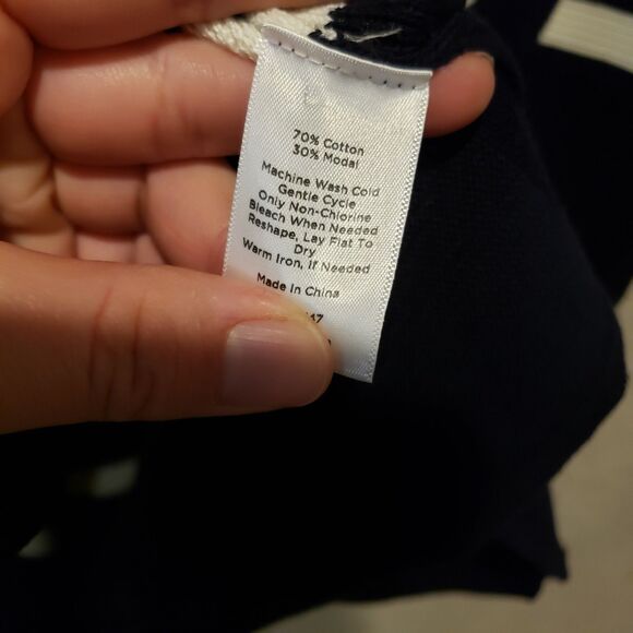 TALBOTS ~ Open-Front Modern Ottoman Cardigan in Navy w/White Stripe Sz Sp - Picture 6 of 10